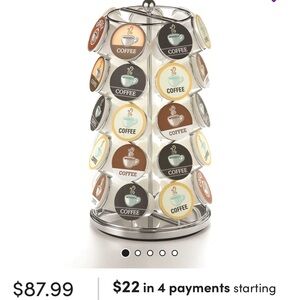 K Cup Coffee Pod Holder - Holds 35 in Monochrome Silver, Lazy Susan